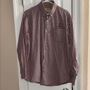 Button-Down Plaid University of Ala Shirt in Crimson and Gray - Collegiate Style